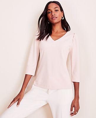 Ann Taylor Ruffle Puff Sleeve Top