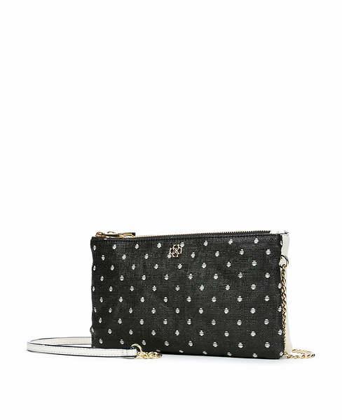 Ann Taylor Polka Dot Raffia Crossbody Bag, Black - One Size