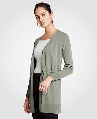 Ann Taylor Drawstring Open Cardigan