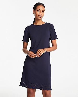 Ann Taylor Eyelet Hem T-shirt Shift Dress