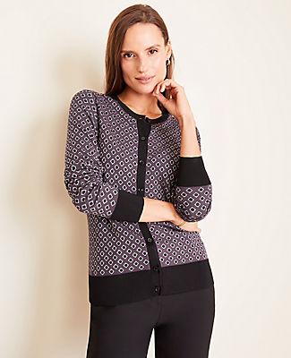 Ann Taylor Diamond Jacquard Seasonless Yarn Ann Cardigan