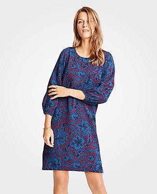 Ann Taylor Mystical Garden Lantern Sleeve Shift Dress