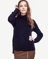 Ann Taylor Stitched Cashmere Turtleneck