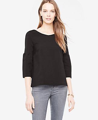Ann Taylor Lantern Sleeve Double V Top