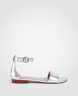 Ann Taylor Aislyn Metallic Leather Flat Sandals