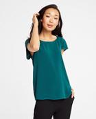 Ann Taylor Ruched Cap Sleeve Top