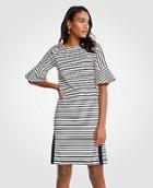 Ann Taylor Striped Fluted Sleeve Shift Dress