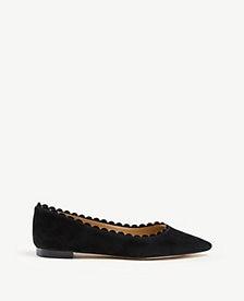 Ann Taylor Shreya Scalloped Suede Flats