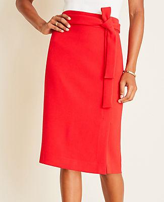 Ann Taylor Doubleweave Tie Waist Pencil Skirt