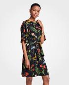 Ann Taylor Wild Botanical Tie Front Flare Dress