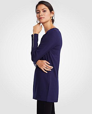 Ann Taylor Zip Cuff Ponte Top