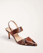 Ann Taylor Theodora Snake Print Leather Slingback Pumps