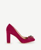 Ann Taylor Anaya Suede Stone Block Heel Pumps