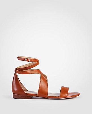 Ann Taylor Mariel Leather Wrap Flat Sandals