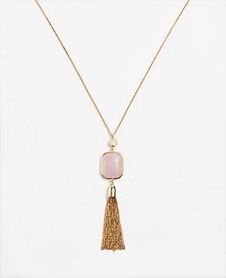 Ann Taylor Crystal Stone Tassel Pendant Necklace