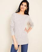 Ann Taylor Flecked Cashmere Boatneck Tunic Sweater