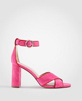 Ann Taylor Alexa Suede Block Heel Sandals