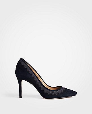 Ann Taylor Ramona Flannel Scalloped Pumps