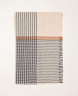 Ann Taylor Houndstooth Plaid Blanket Scarf