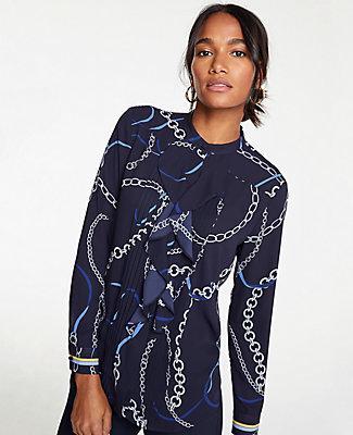 Ann Taylor Ribbon Chain Icon Blouse