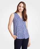 Ann Taylor Floral Pleated V-neck Shell
