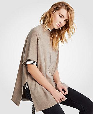 Ann Taylor Pointelle Mock Neck Poncho