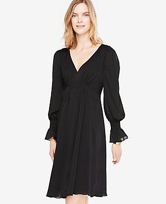 Ann Taylor Smocked Cuff Flare Dress