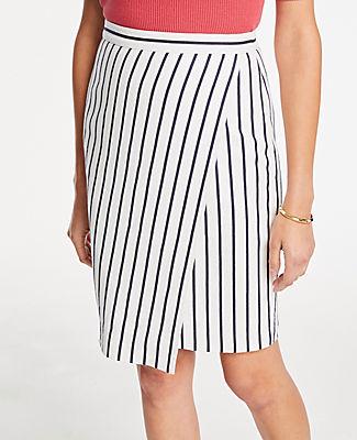 Ann Taylor Striped Wrap Pencil Skirt