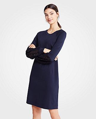 Ann Taylor Lace Lantern Sleeve Dress