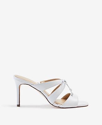 Ann Taylor Mathilda Bow Heeled Leather Sandals