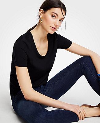 Ann Taylor Pima Cotton Scoop Neck Tee