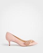 Ann Taylor Keira Crystal Pearlized Crystal Bow Suede Pumps