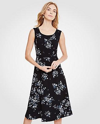 Ann Taylor Floral Piped Midi Dress