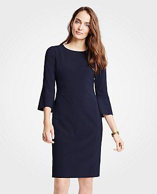 Ann Taylor Seasonless Stretch Fluted Sleeve Sheath Dress