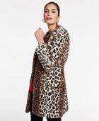 Ann Taylor Leopard Print Faux Fur Chesterfield Coat