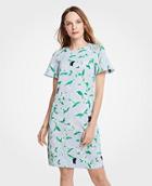 Ann Taylor Floral Flutter Sleeve T-shirt Dress