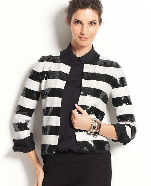 Ann Taylor Striped Sequin Jacket