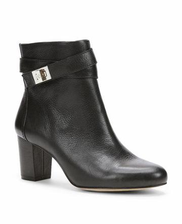 Ann Taylor Delisa Buckle Leather Booties, Black - 5 1/2