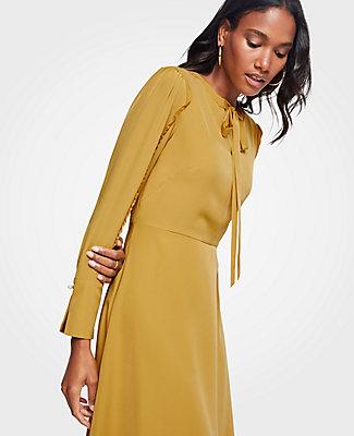 Ann Taylor Ruffle Sleeve Flare Dress