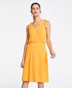 Ann Taylor Matte Jersey Shoulder Tie Flare Dress