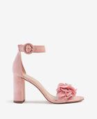 Ann Taylor Leannette Flower Suede Block Heel Sandals