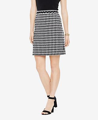 Ann Taylor Houndstooth Fringe A-line Skirt