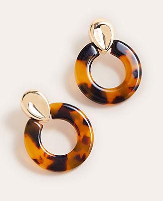 Ann Taylor Tortoiseshell Print Ring Nugget Drop Earrings
