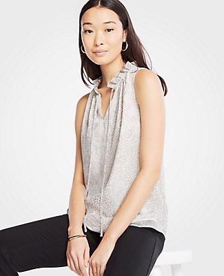 Ann Taylor Snakeskin Print Tie Neck Halter Top