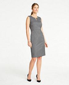 Ann Taylor Sharkskin Split Neck Sheath Dress