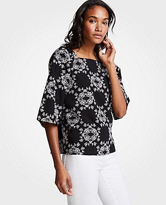Ann Taylor Floral Eyelet Top