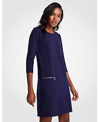 Ann Taylor Zip Pocket Ponte Shift Dress