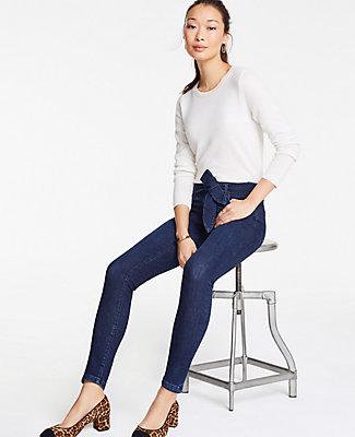 Ann Taylor Tie Waist Skinny Jeans