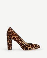 Ann Taylor Drea Leopard Print Haircalf Block Heel Pumps