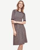 Ann Taylor Houndstooth Flare Sweater Dress